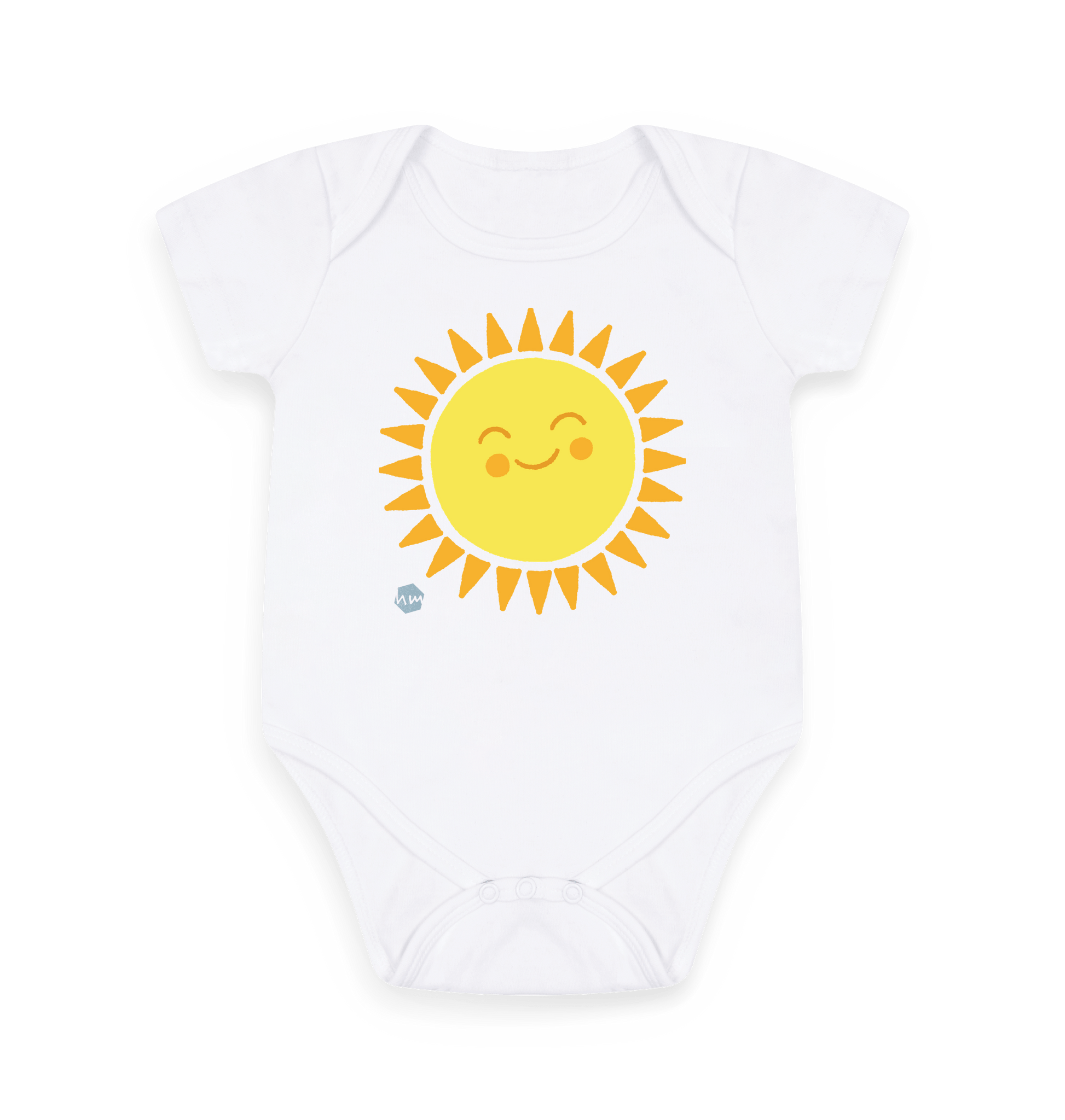 White Printed baby grow Front