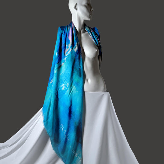 Scarf Chloe Trayhurn x Human Milk - CIRCLE, blue 140 x 140cm