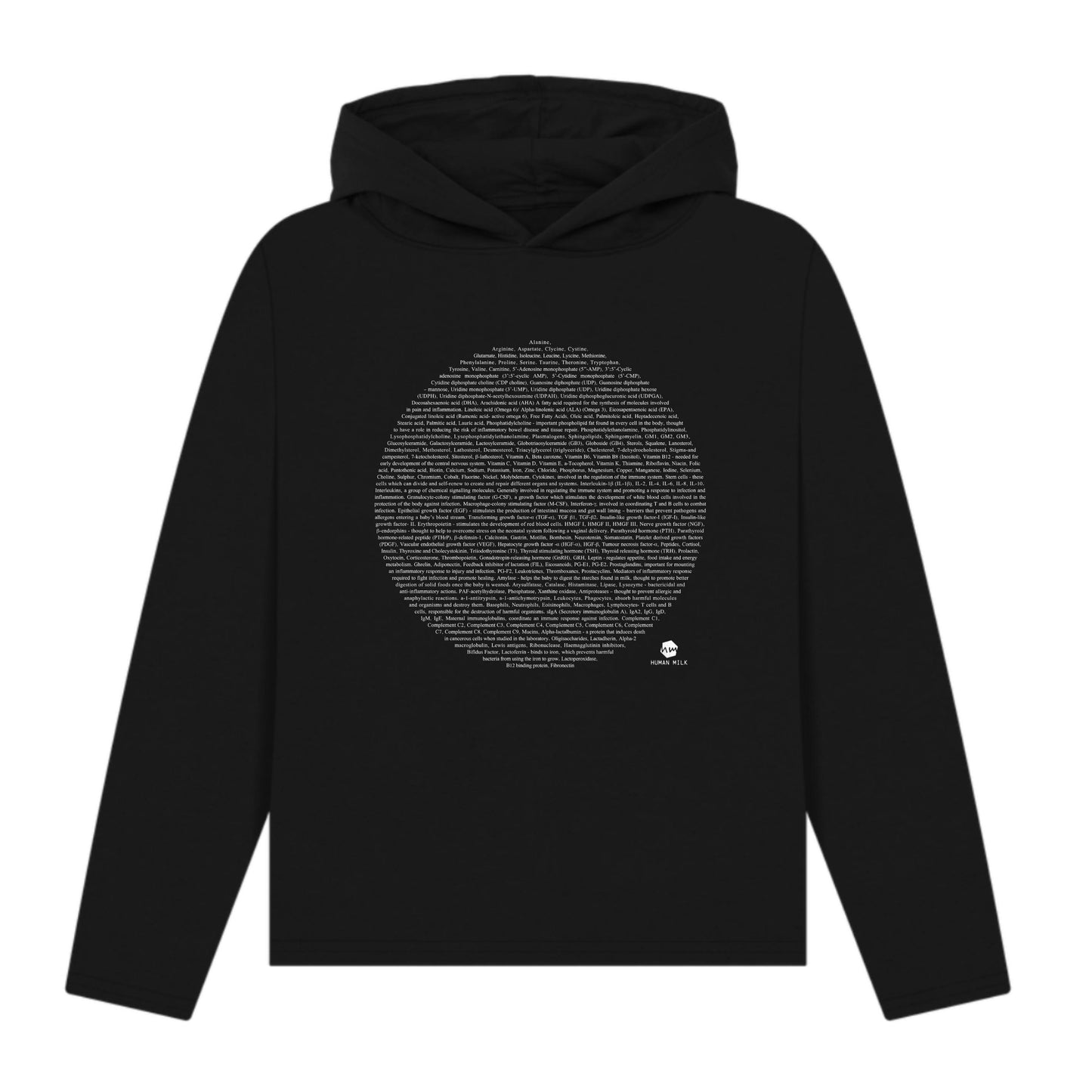 Composition of breastmilk Moon Hoodie, Stone Blue Or Black