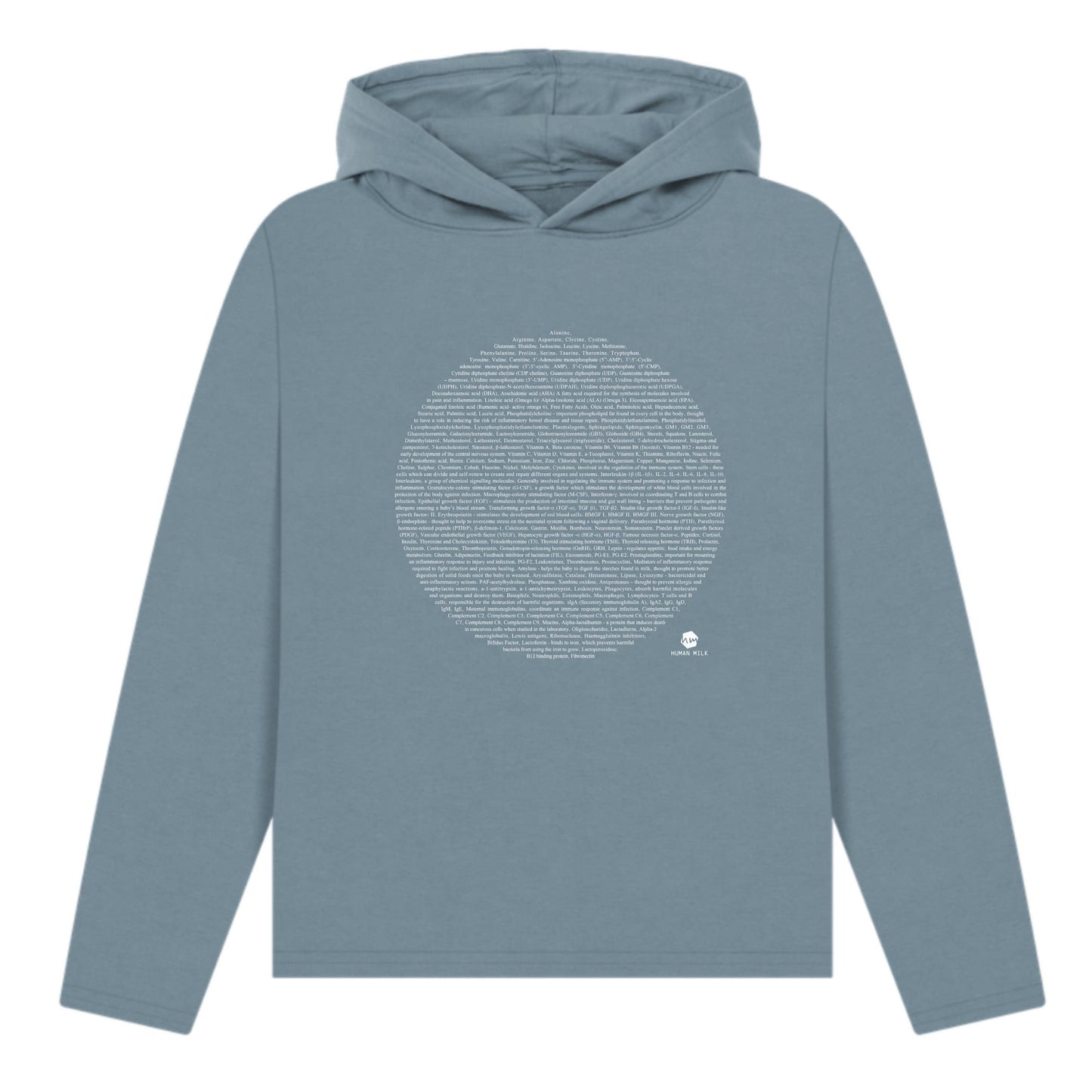 Composition of breastmilk Moon Hoodie, Stone Blue Or Black
