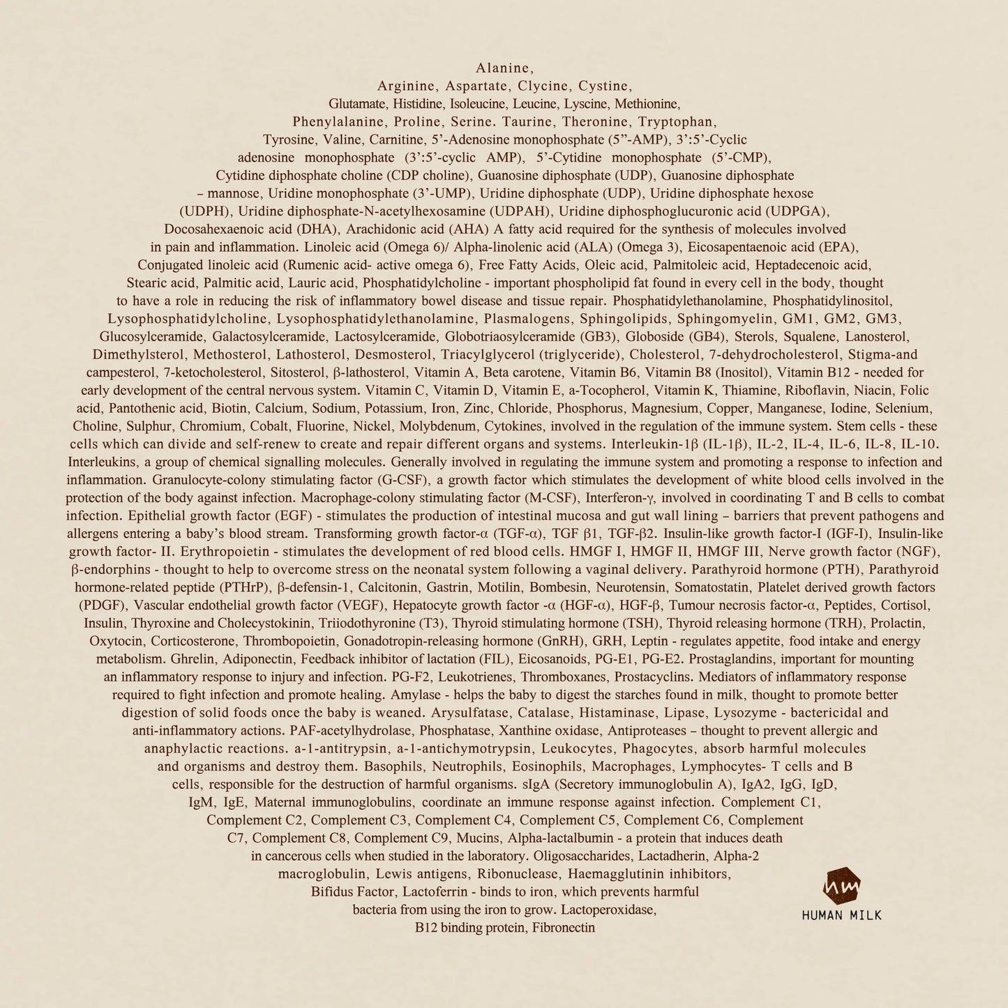 a moon detailing the ingredients of breastmilk, a close up of a hoodie by the brand Human Milk