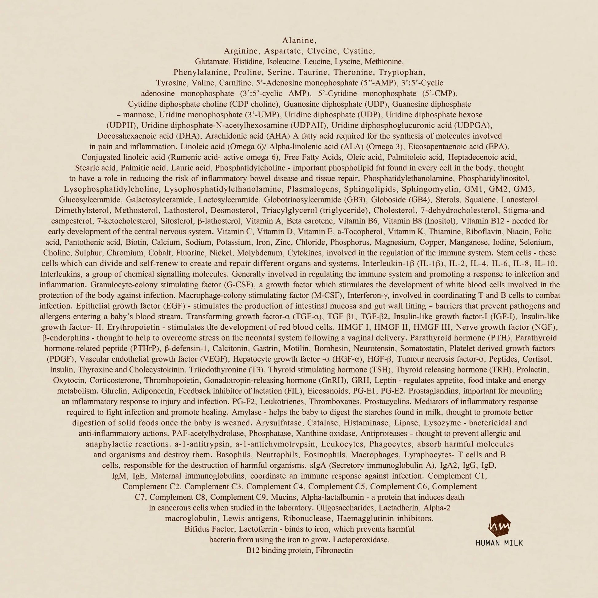 a moon detailing the ingredients of breastmilk, a close up of a hoodie by the brand Human Milk