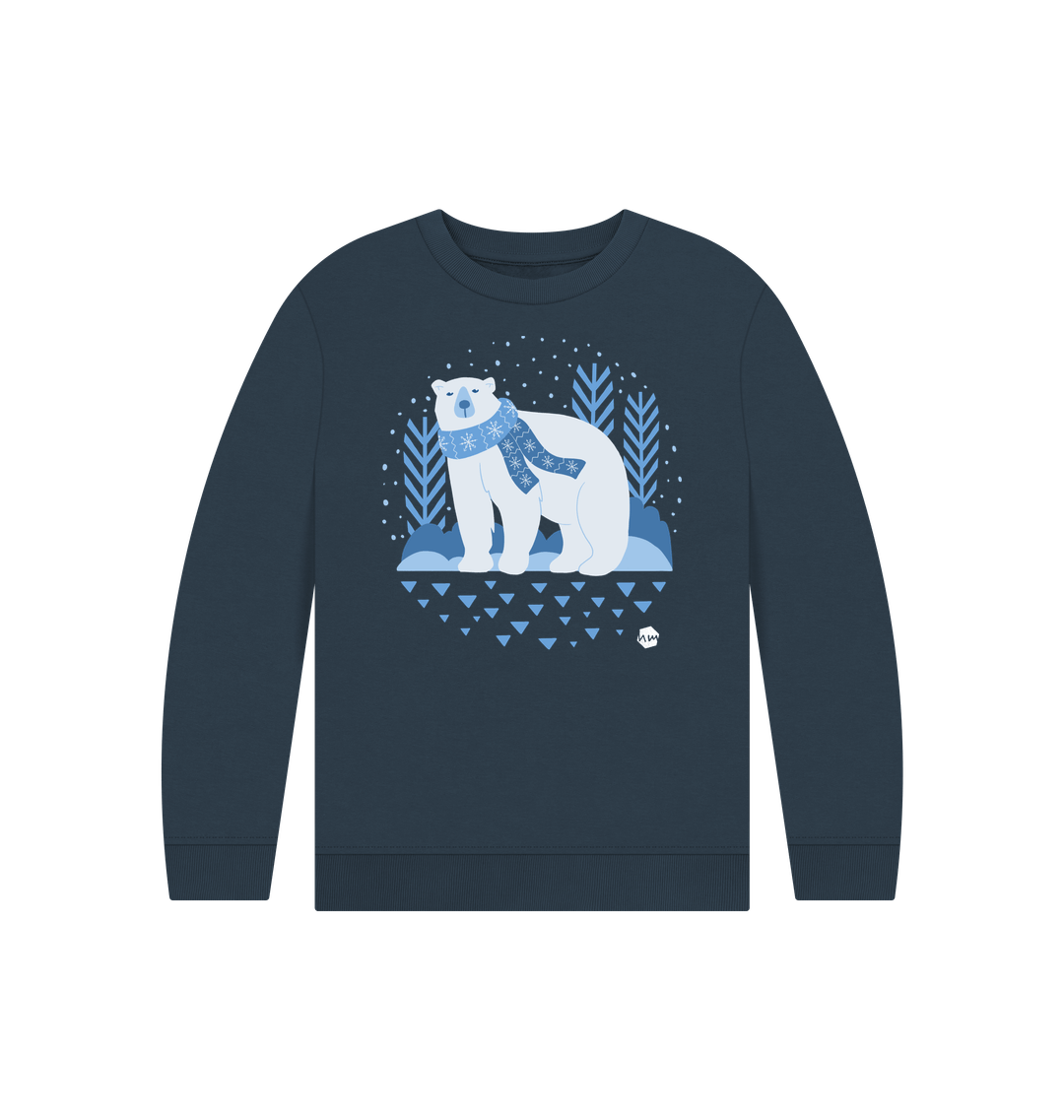Navy Blue Printed Kids Jumper Front