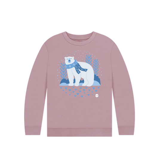 Mauve Printed Kids Jumper Front