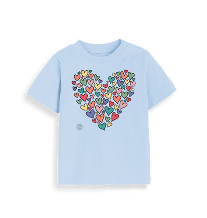 Dusty Blue Printed Kids T-Shirt Front