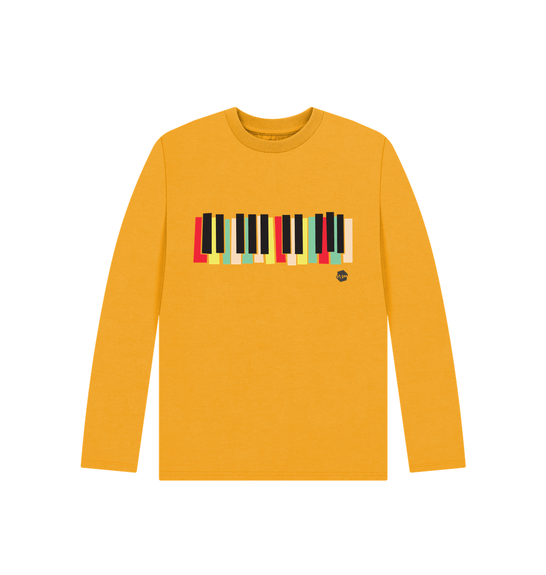 Mustard Printed Kids T-Shirt Front