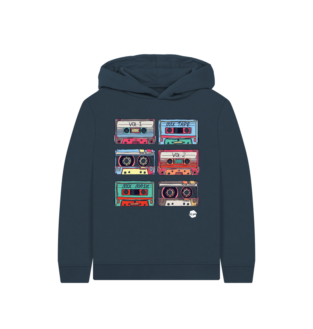 Navy Blue Printed Kids Hoodie Front