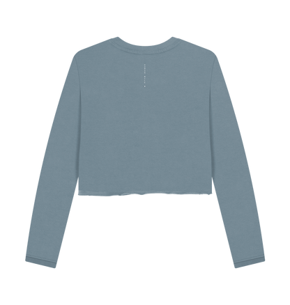 Stone Blue Printed Boxy Jumpers Back