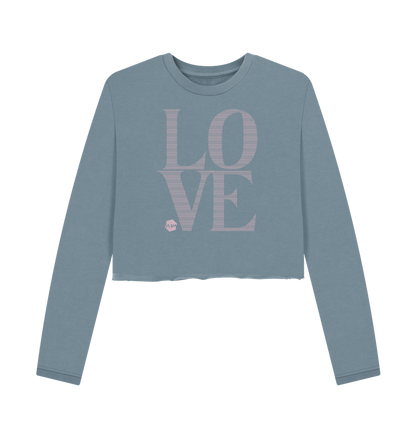 Stone Blue Printed Boxy Jumpers Front