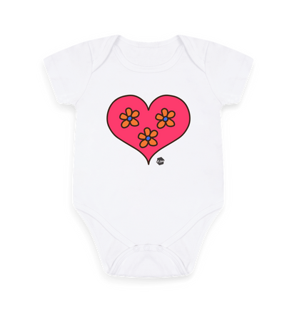 White Printed baby grow Front