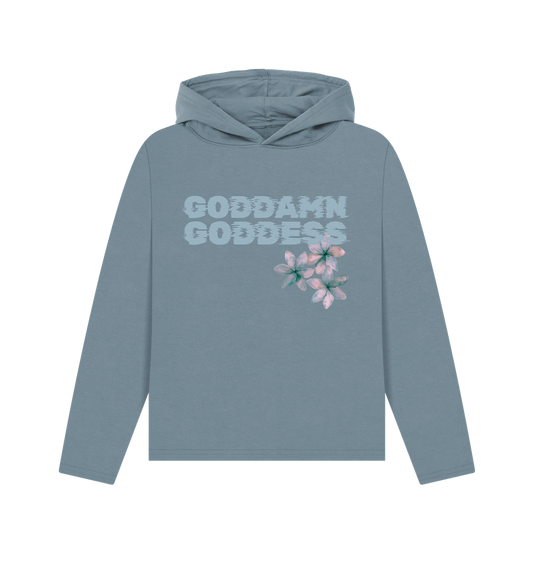 Stone Blue Printed Hoody Front