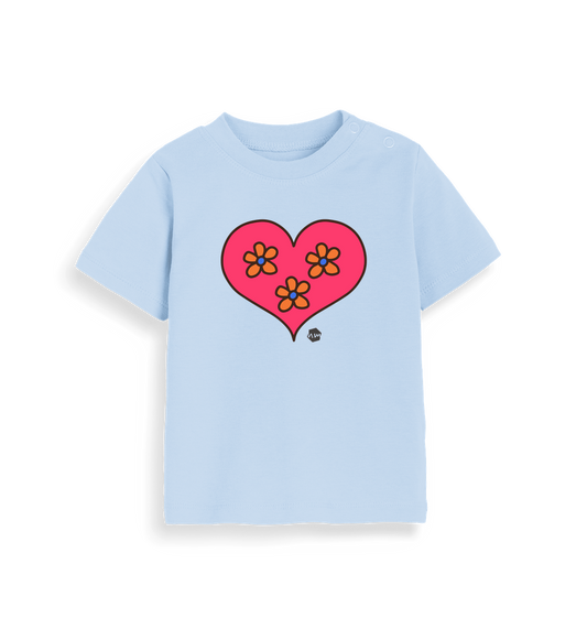 Dusty Blue Printed Kids T-Shirt Front
