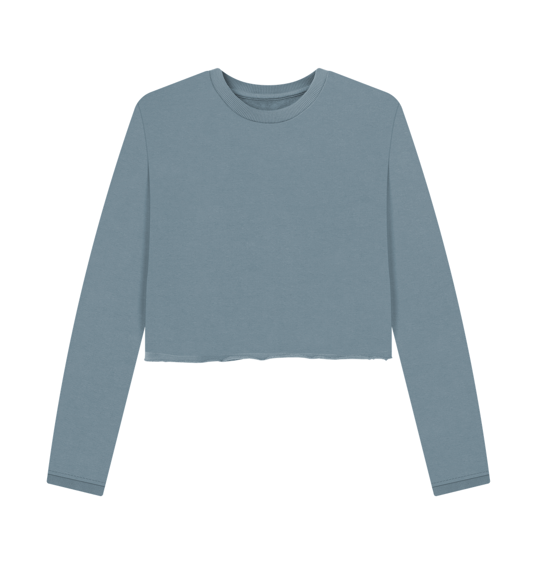 Stone Blue Printed Boxy Jumpers Front