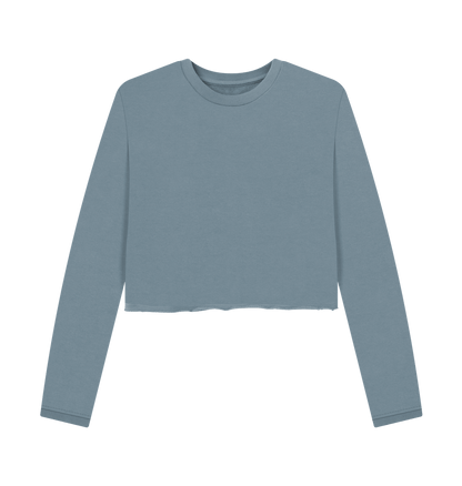 Stone Blue Printed Boxy Jumpers Front